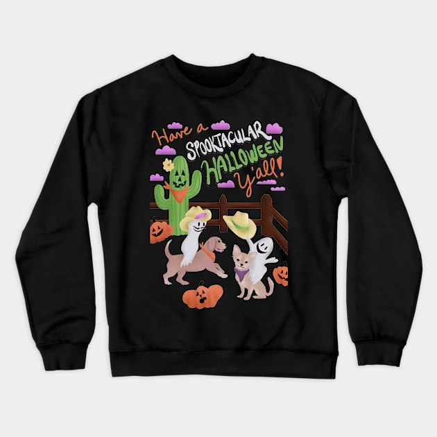 Spooktacular Cowboy Halloween Crewneck Sweatshirt by Annelie